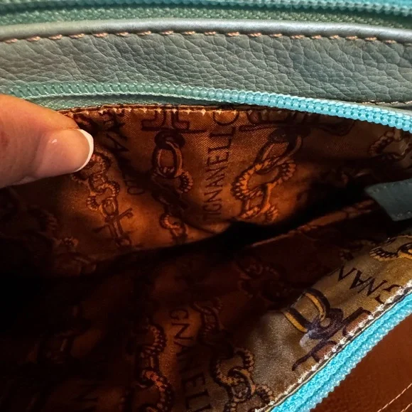 Tignanello Tiffany Blue Leather Crossbody Bag - Picture 7 of 9